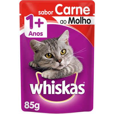Whiskas Sachê Carne ao Molho para Gatos Adultos 85g